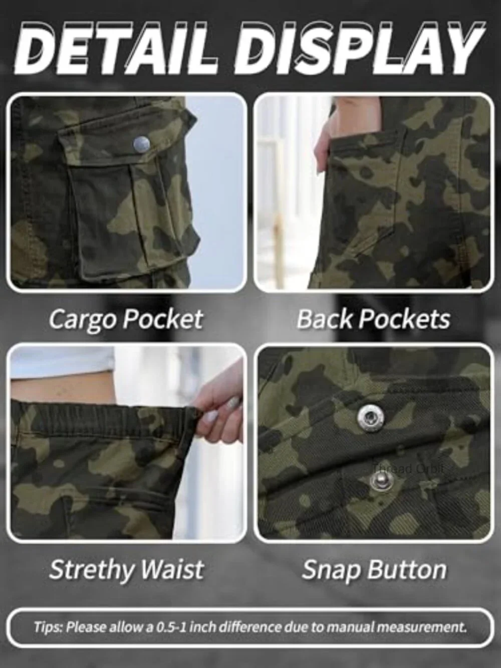 High Waist Cargo Shorts with Pockets Hiking Summer